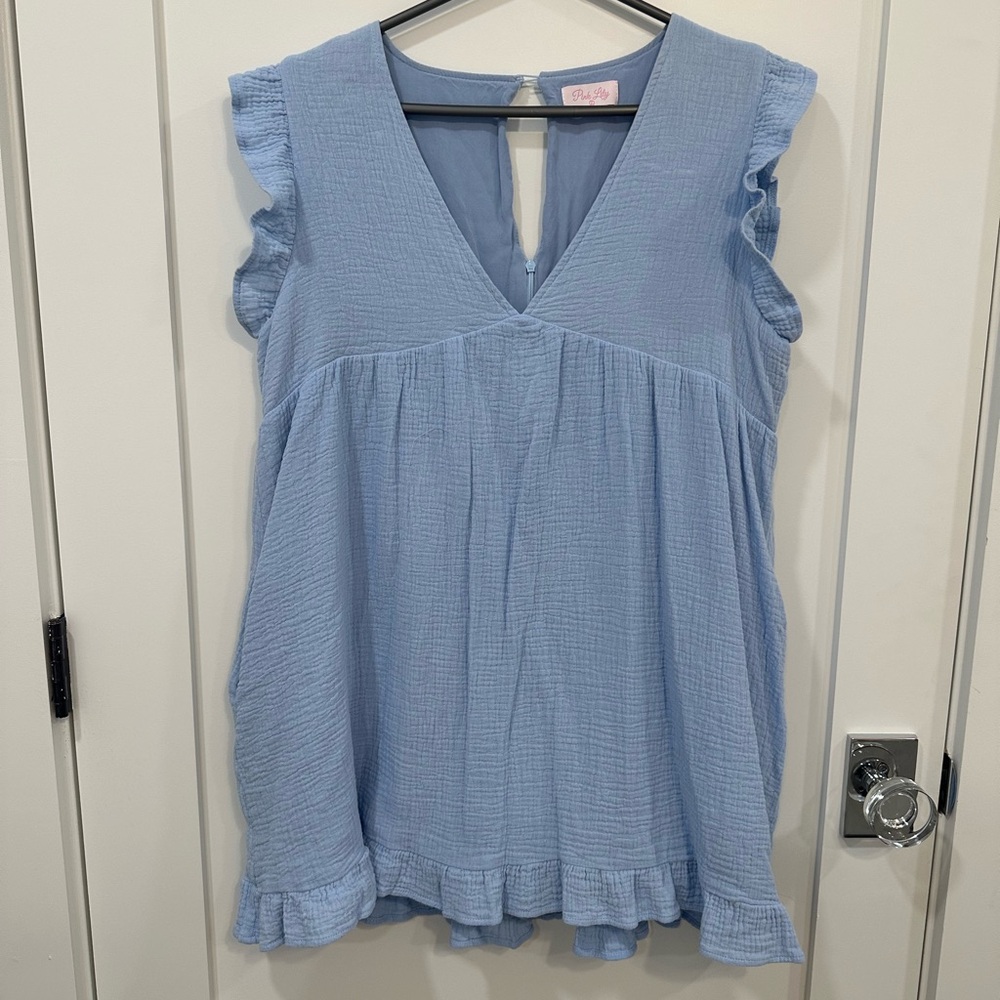 Pink Lily Light Blue Romper